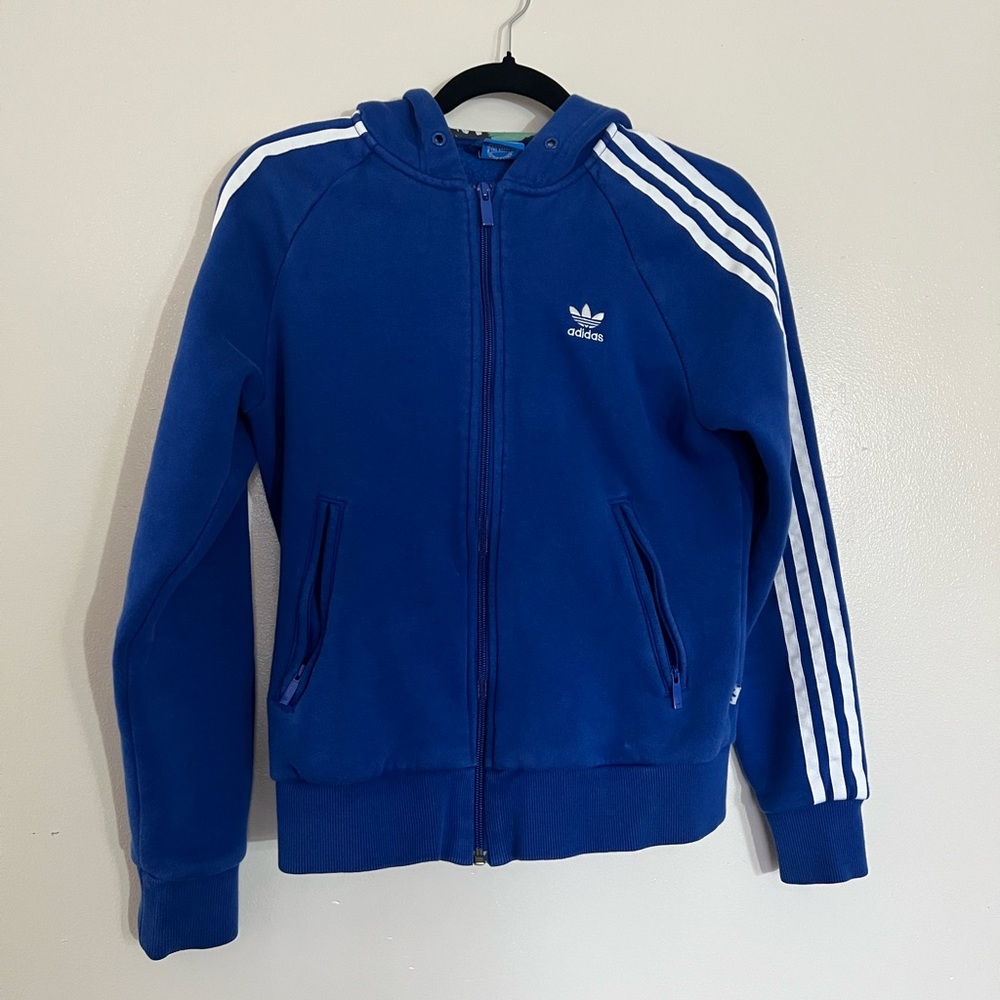 Adidas hoodie sweatshirt jacket blue women size M